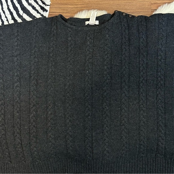 Kenar Chunky Cable Knit Poncho Sweater Grey Size M/L - Picture 3 of 6